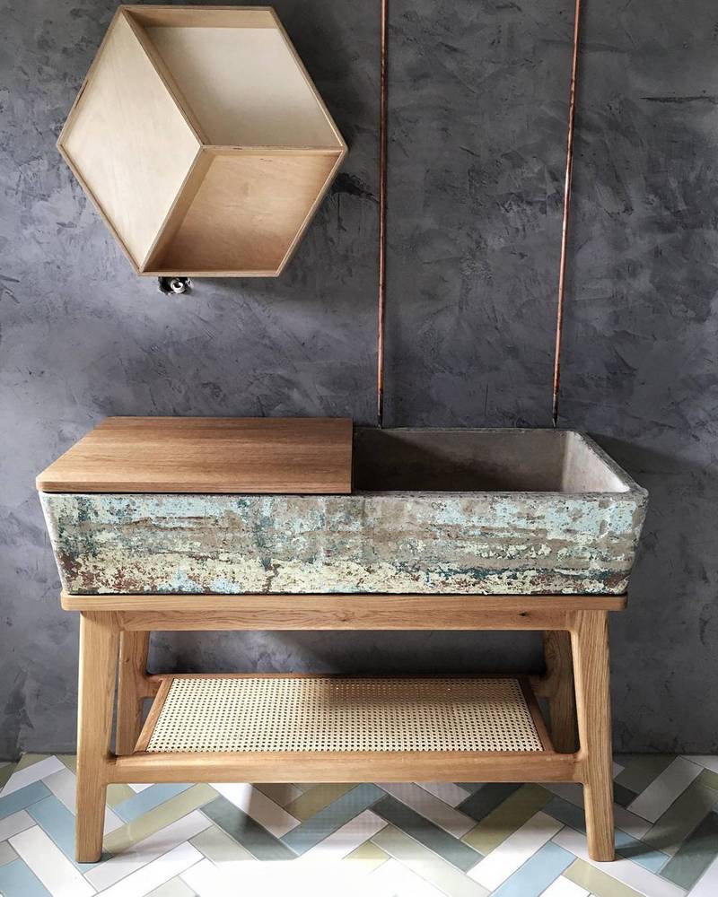 Concrete Basin & Timber Bathroom Vanity by Curious Tales