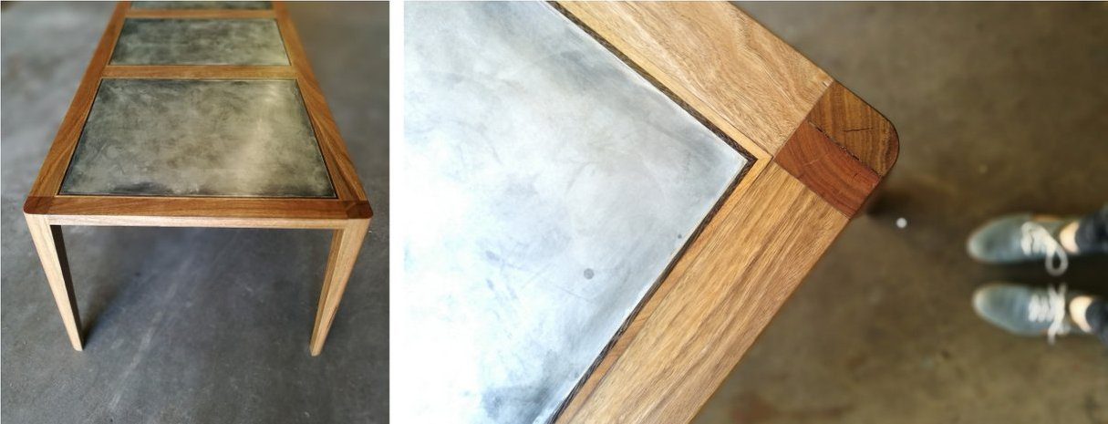 Zinc and Spotted Gum Dining Table